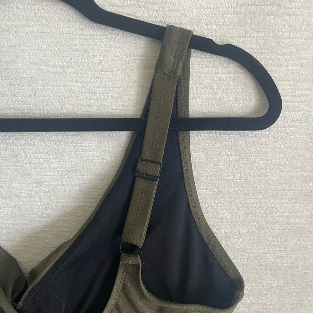 DKNY Olive Green Twist-Front One-Piece Swimsuit - Picture 6 of 10